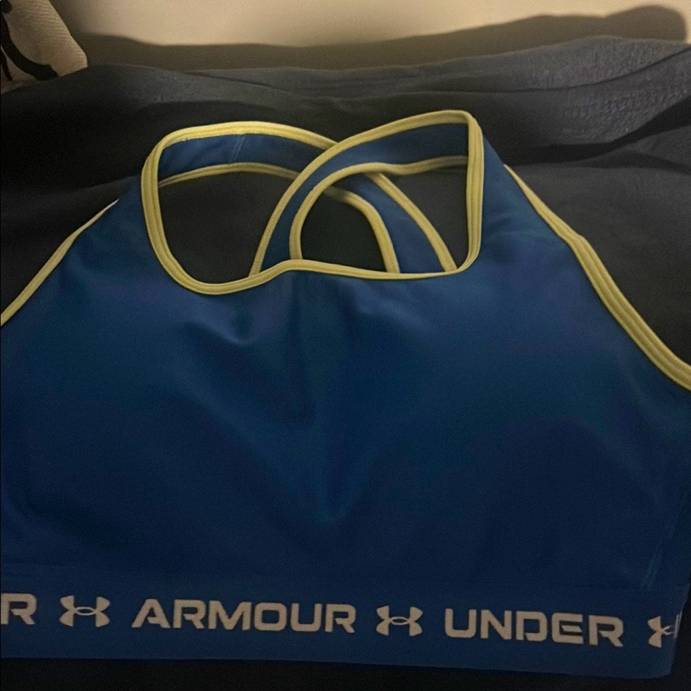 Under Armour Blue and Yellow Sports Bra